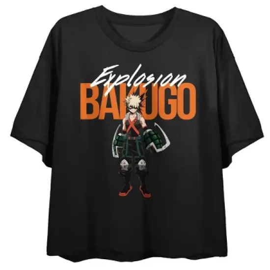 My Hero Academia Bakugo Explosion Women's Black Crop T-shirt image {2}