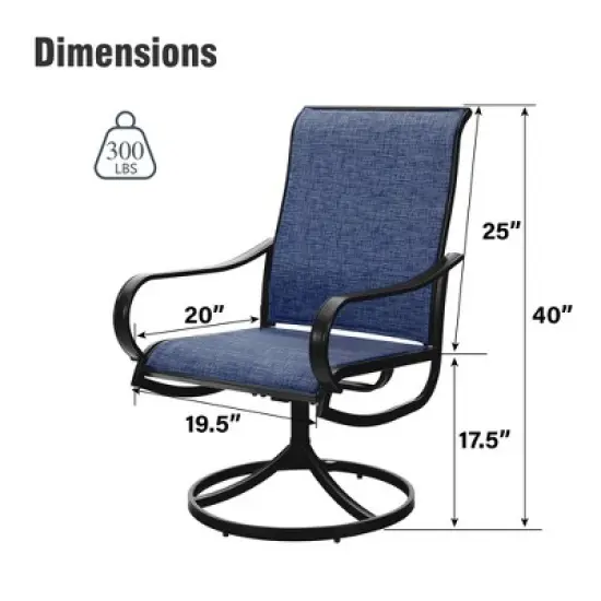 Captiva Designs Outdoor Dining Breathable Quick-dry Sling Steel Chairs with 360 Degree Swivel image {12}