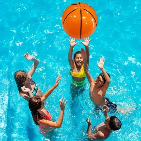 4E's Novelty 20" Inflatable Basketballs &ndash; 12 Pack for Pool Games & Basketball Party Decorations image {3}