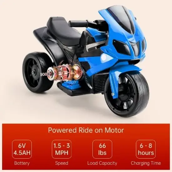 Topteng 3 Wheel 6V Kid Ride On Motorcycle Electric Toy with Remote Control image {6}