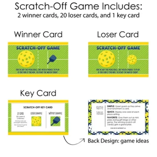 Big Dot of Happiness Let&rsquo;s Rally - Pickleball - Birthday or Retirement Party Game Scratch Off Cards - 22 Count image {3}