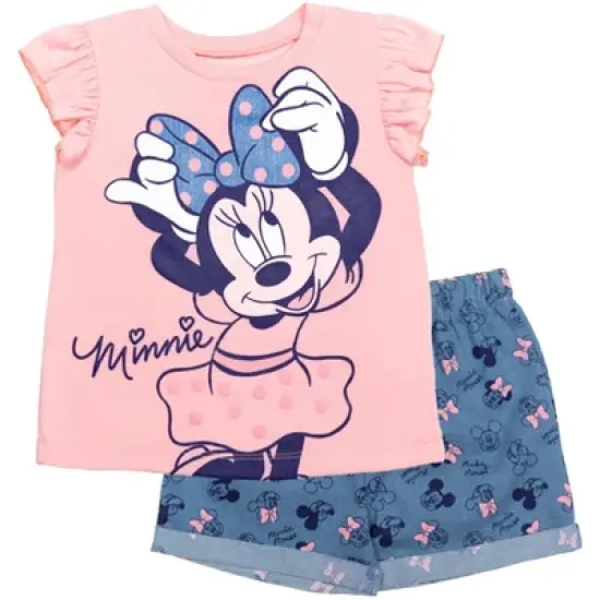 Disney Minnie Mouse Baby Girls T-Shirt and Shorts Outfit Set Infant to Toddler image {8}