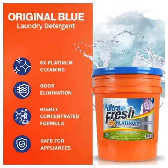 Ultra Fresh 5 Gal Liquid Laundry Detergent Washing Soap, 6X Platinum image {2}
