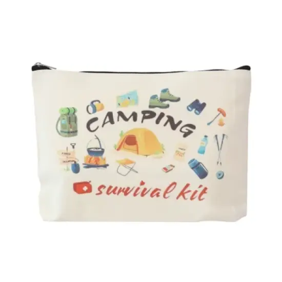 Unique Bargains Durable Outdoor Camping Items Pattern Makeup Bag Beige 1 Pc image {5}