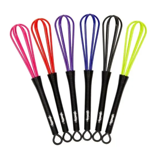 Glamlily 18 Pack Mini Silicone Whisks for Hair Dye Mixing with Clear Storage Container, 6 Assorted Colors image {3}