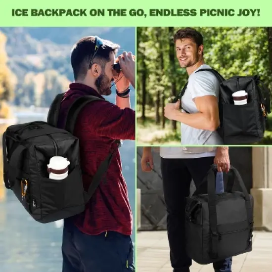 Tirrinia 36 Cans Backpack Coolers, Soft Sided Cooler with Front Ziiper Pockets and Side Pockets, Camping Essentials image {6}