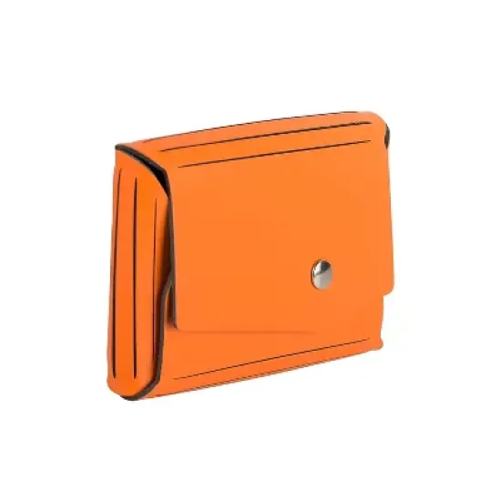 JAM Paper Italian Leather Business Card Holder Case with Angular Flap Orange Sold Individually image {1}