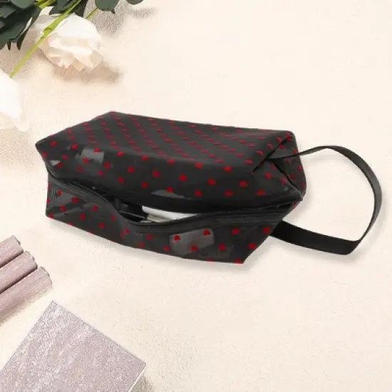 Unique Bargains Women's Mesh Handheld Cosmetic Bag Black 1 Pc image {1}