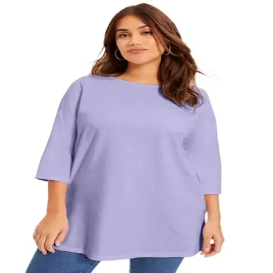 June + Vie by Roaman's Women&rsquo;s Plus Size Boatneck One + Only Tunic image {7}