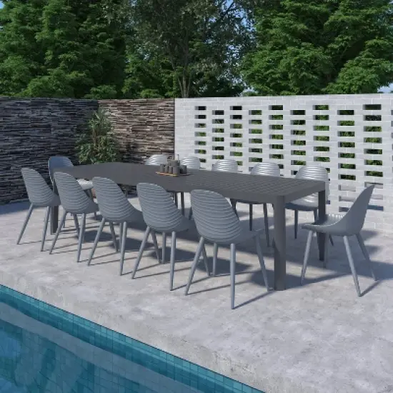 Amazonia Copa 13pc Aluminum Rectangular Extendable Patio Dining Set Gray image {1}