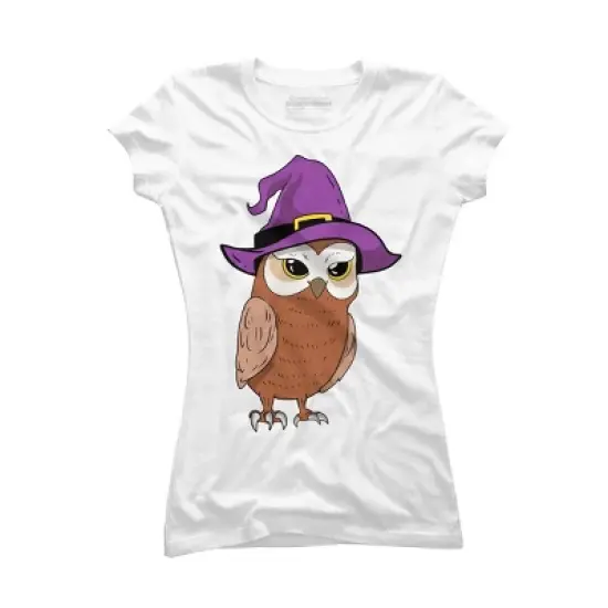 Junior's Design By Humans Owl Witch Halloween T Shirt By thebeardstudio T-Shirt image {4}