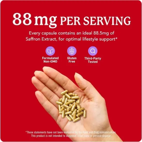 Saffron Extract Supplements, Pure Saffron Extract Capsules for Mood, Focus, Eye Health & Energy Balance Support, SMNutrition, 90ct, 3 months supply image {4}