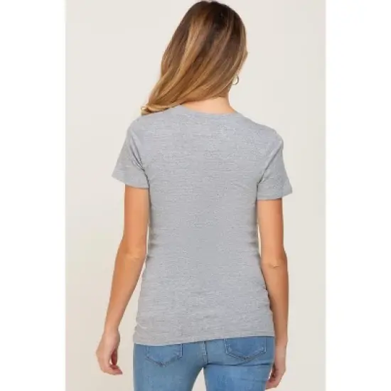 PinkBlush Heather Grey Basic Crew Neck Maternity Tee image {2}