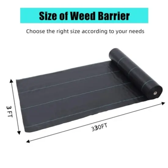 3Ft x 300Ft Heavy Duty Weed Barrier Fabric, 3.24 Oz Professional Grade Landscape Fabric, Weed Block Gardening Mat for Plant Bed, Erosion Control image {1}