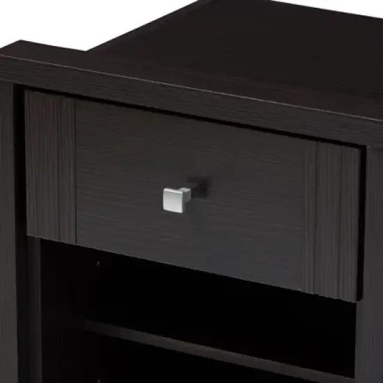 Danette Modern and Contemporary Finished 1 Drawer Nightstand Dark Brown - Baxton Studio image {4}