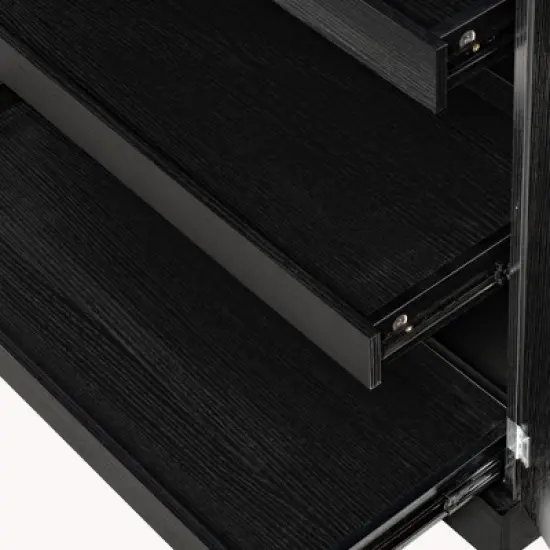 APRILSOUL 72" Fluted Kitchen Pantry Cabinet, 3 Keyboard Drawers, 6 Adjustable Door Shelves, for Bathroom, Dining Room, Office, Entryway image {6}