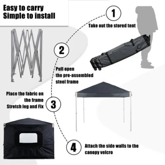 Aoodor 10' x 10' Pop Up Canopy Tent with Removable Mesh Window Sidewalls, Portable Instant Shade Canopy with Roller Bag image {5}