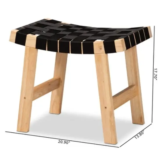 Nahla Rustic Wood Accent Bench Black/Oak Brown - Baxton Studio image {9}