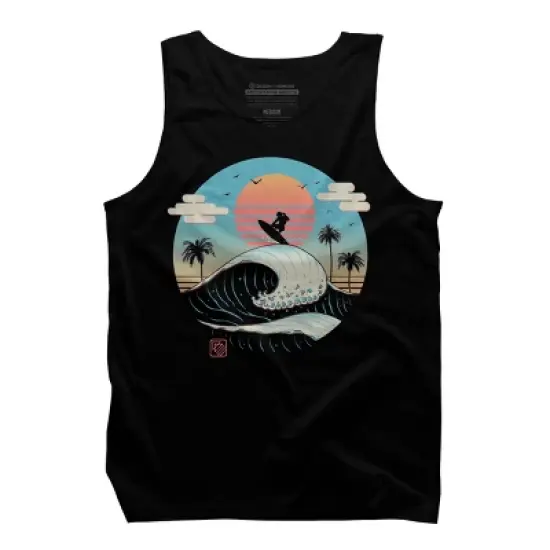 Men's Design By Humans Summer Big Wave Surf Vibes By vincenttrinidad Tank Top image {2}