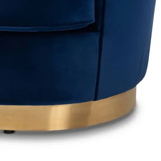 Nevena Velvet Sofa Blue - Baxton Studio image {2}
