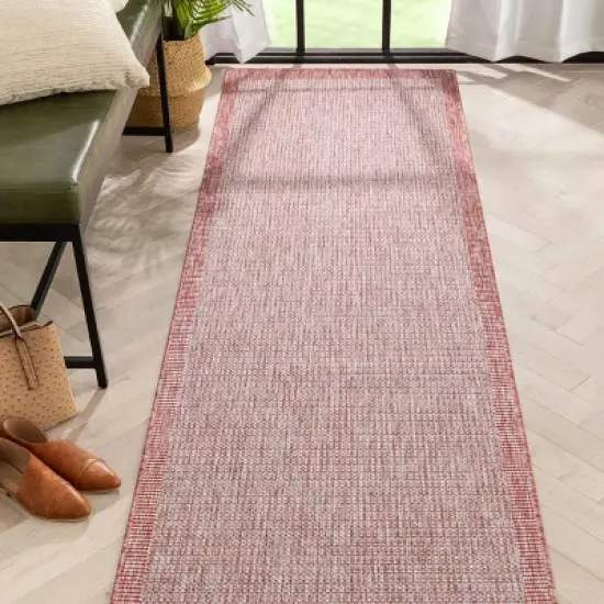 Well Woven Woden Indoor/Outdoor Flat Weave Pile Solid Border Area Rug image {1}