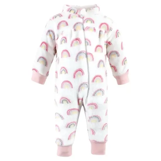 Hudson Baby Infant Girl Plush Jumpsuits, Modern Rainbow image {2}