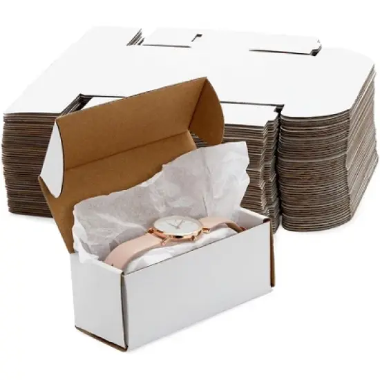 Stockroom Plus 60-Pack White Kraft Corrugated Mailer, Small Shipping Boxes Mailing Box (2 x 5 x 2 in) image {7}