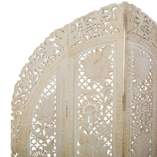 Eclectic Wood Room Divider Screen White - Olivia & May image {3}