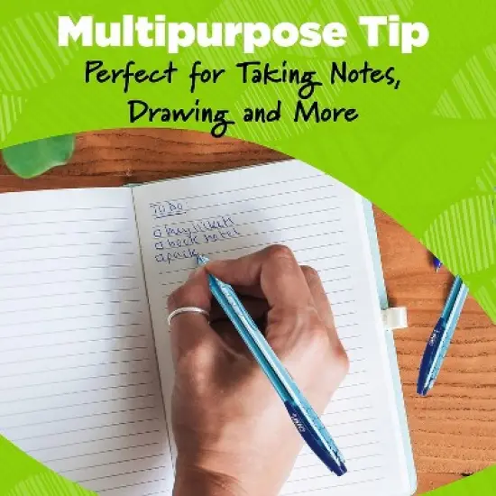 BIC Ecolutions Ocean-Bound Retractable Ballpoint Pens Medium Point Black Ink Dozen (BPRR11-BLK) image {4}