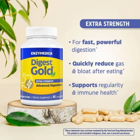 Enzymedica Digest Gold Enzymes and Probiotics Advanced Digestion Extra Strength Digestive and Gut Support Supplement Capsules - 45ct image {4}