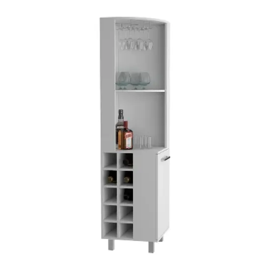Gulches 10 Bottle Corner Wine Cabinet with Single Door Storage, 2 Superior Shelves Natural Oak and Black Finish Ready to Assemble, Eco Friendly image {7}