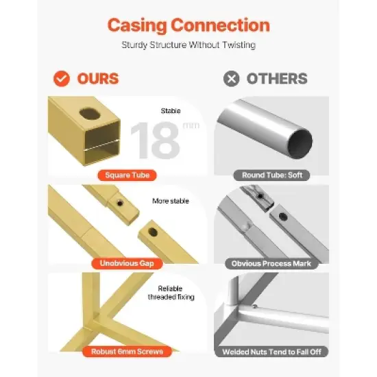 VEVOR Wedding Arch Backdrop Stand, Set of 3, Metal Stable Stand with Case Connection & Chassis Crossbar Design image {4}