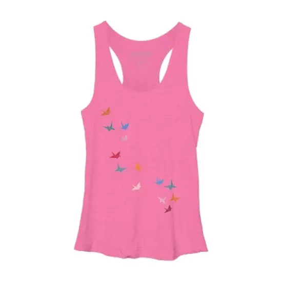 Women's Design By Humans Flying Paper Cranes Birds By Magnussons Racerback Tank Top image {3}