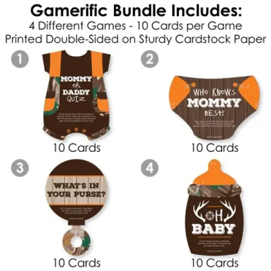 Big Dot of Happiness Gone Hunting - 4 Deer Hunting Camo Baby Shower Games - 10 Cards Each - Gamerific Bundle image {2}