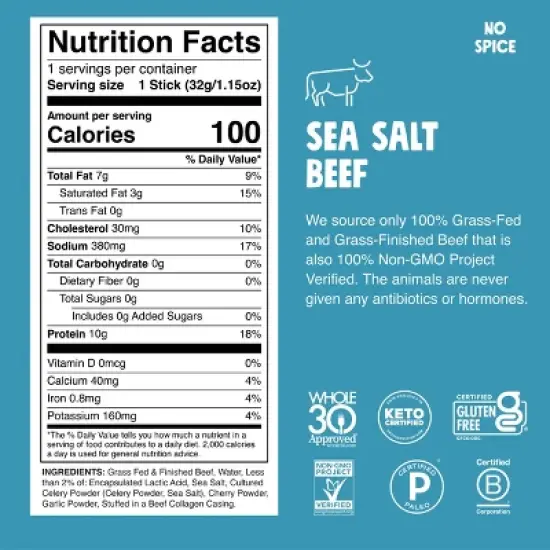 Chomps Sea Salt Beef Stick - 1.15oz image {5}