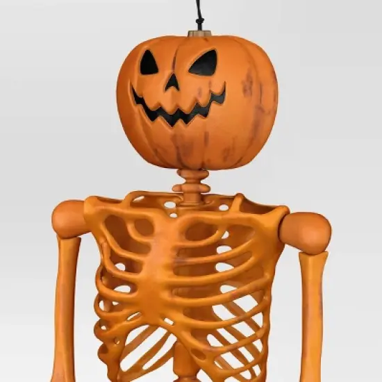 60" Poseable Lifesize Pumpkin Skeleton Halloween Decorative Prop Orange - Hyde and EEK! Boutique&trade; image {2}