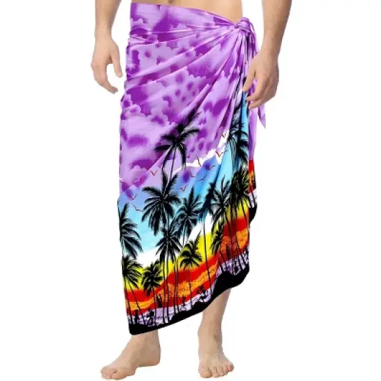 LA LEELA Men's Sarong Bath Hawaiian Pareo Wrap One Size Violet image {1}