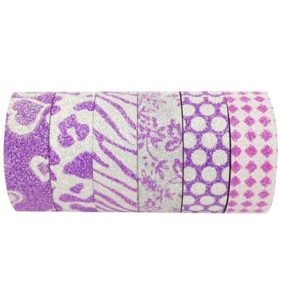 Wrapables Japanese Washi Masking Tape, Glitter Collection (Set of 6) image {9}