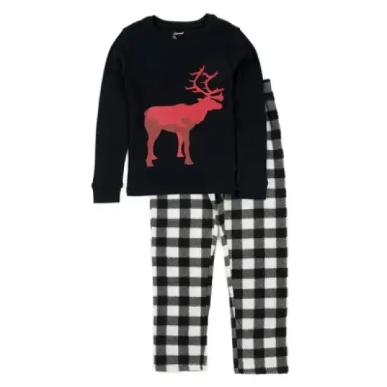 Leveret Kids Cotton Top and Fleece Pants Christmas Pajamas image {6}