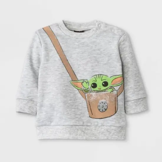 Baby Boys' 2pc Star Wars Baby Yoda Fleece Pullover and Jogger Set - Heather Gray image {2}