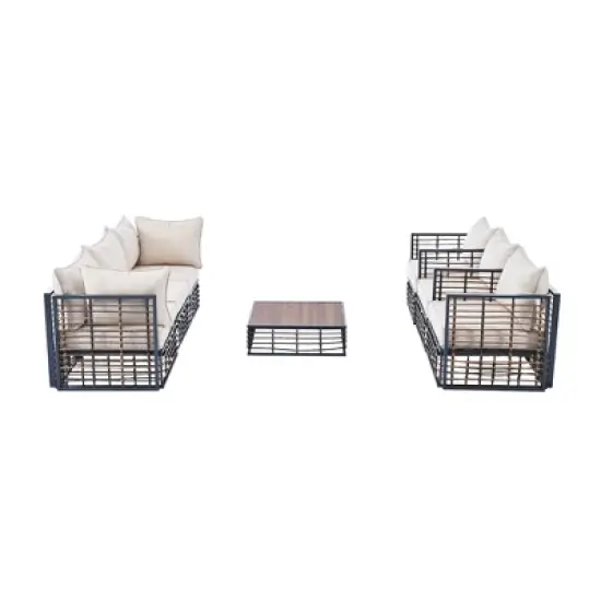 TIRAMISUBEST Modern Minimalist 7-Piece Patio Sectional Sofa Set,Conversational Furniture Set with Thick Cushions & Coffee Table image {15}