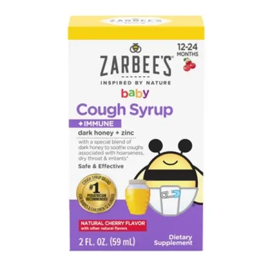 Zarbee's Baby Cough Syrup + Immune with Honey & Zinc - Natural Cherry Flavor - 2 fl oz image {11}