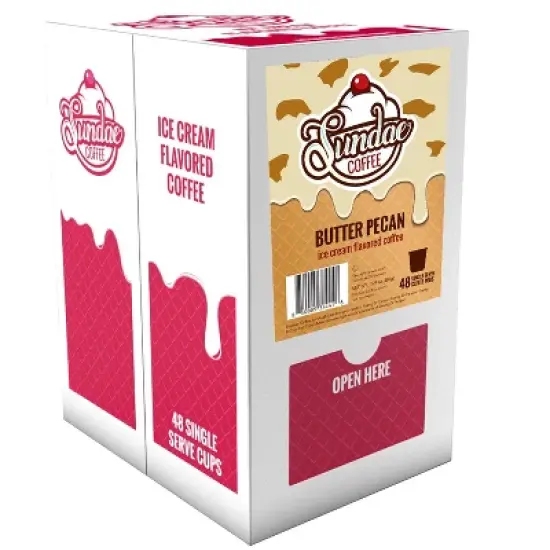 Sundae Ice Cream Flavored Coffee Pods, for 2.0 Keurig, Butter Pecan,48 Count image {1}