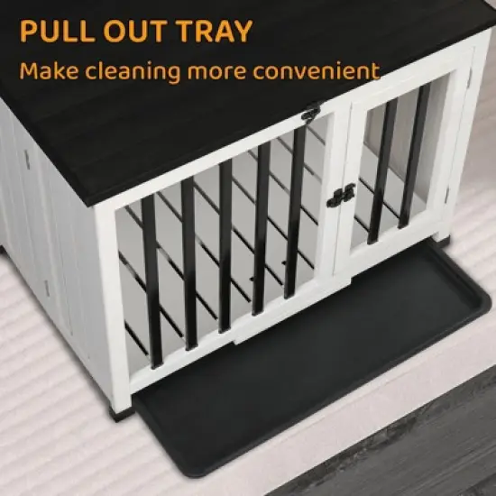 Karl Home Portable Foldable Solid Wood Indoor Cage with Pull Out Tray image {5}