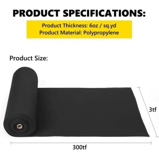 Heavy Duty Non Woven Weed Barrier Fabric, Weed and Puncture Resistant 350N, Tensile Strength 440N, Load Capacity, for Landscaping French Gutters image {6}