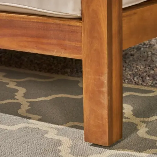 Oana 5pc Acacia Wood V-Shaped Sectional Sofa Set Teak/Beige - Christopher Knight Home image {2}