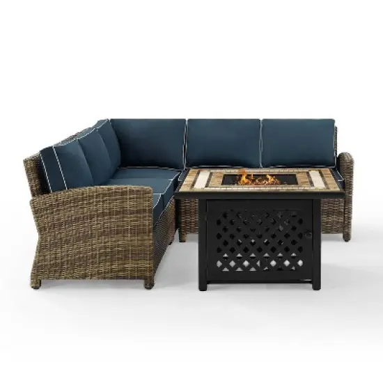 Bradenton 4pc Outdoor Wicker Sectional Set with Fire Table - Crosley
 image {10}