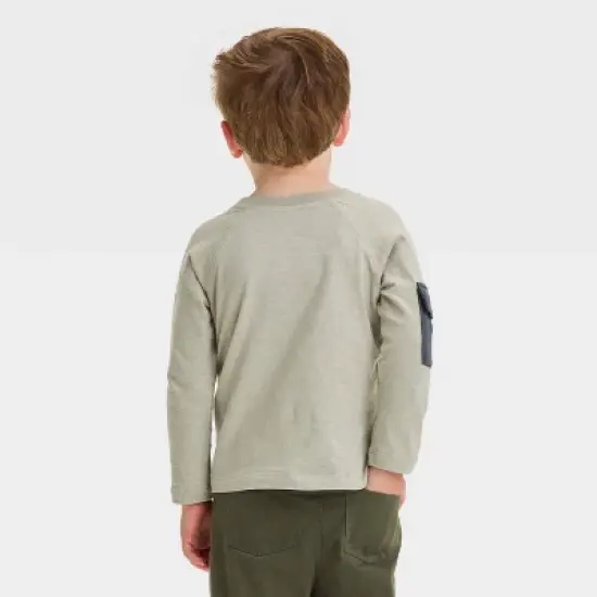 Grayson Mini Toddler Boys' Long Sleeve Pocket Jersey T-Shirt - Olive Green image {2}