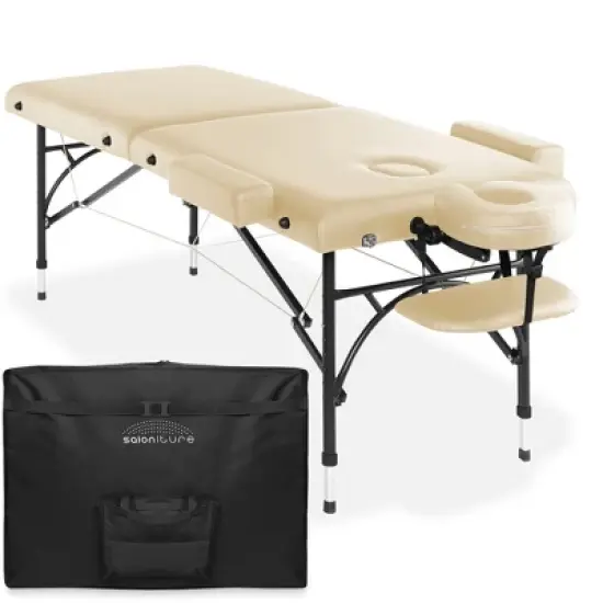 Saloniture Professional Portable Lightweight Bi-Fold Massage Table with Aluminum Legs image {11}