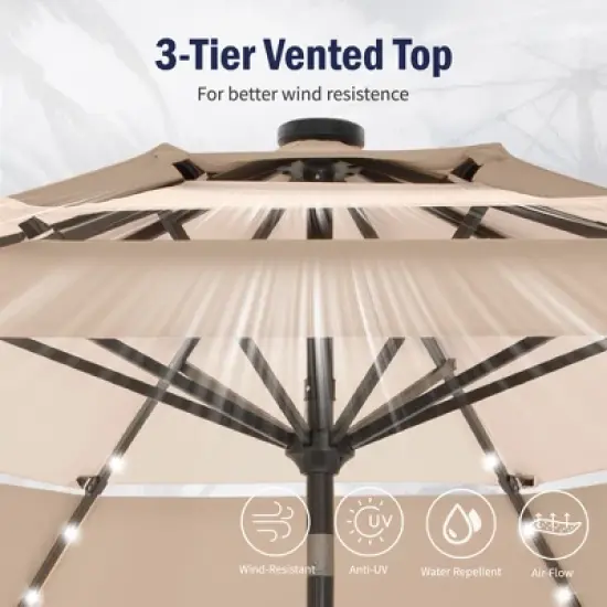 Captiva Designs 10ft Vented Patio Umbrella with 8 Sturdy Ribs for Garden, Poolside & Lawn image {2}